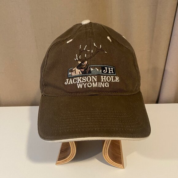 Jackson Hole Wyoming Hat Brown Embroidered Elk Adjustable Baseball‎ Cap - Picture 1 of 5